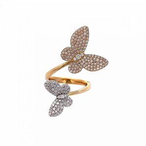 Butterfly Bloom 18K White Gold Dual Tone Ring